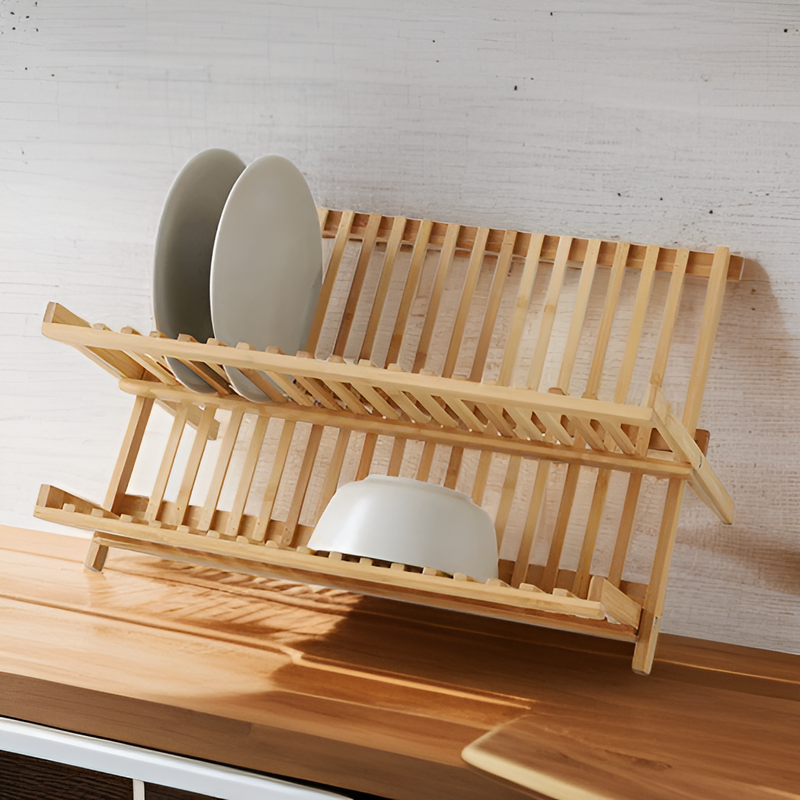 便攜式大號竹制摺疊餐具收納架 4575.4135