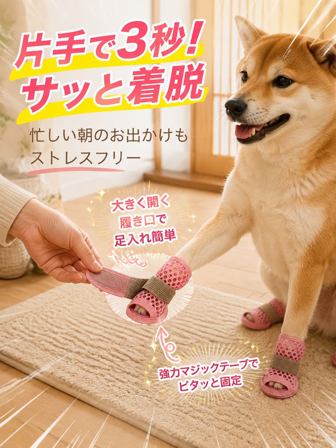 犬用滑り止め・防汚・メッシュスリッパ