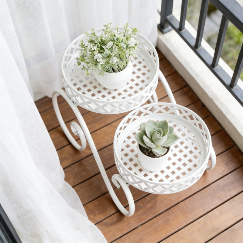 復古鐵藝花盆架高雅雙層花架