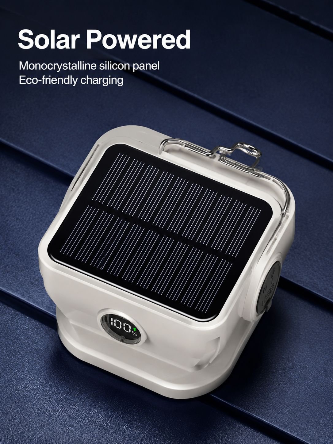 Long battery life camping light with solar panel charging