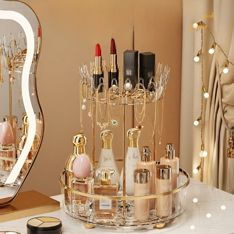 Transparenter drehbarer Aufbewahrungsständer für Kosmetik und Schmuck