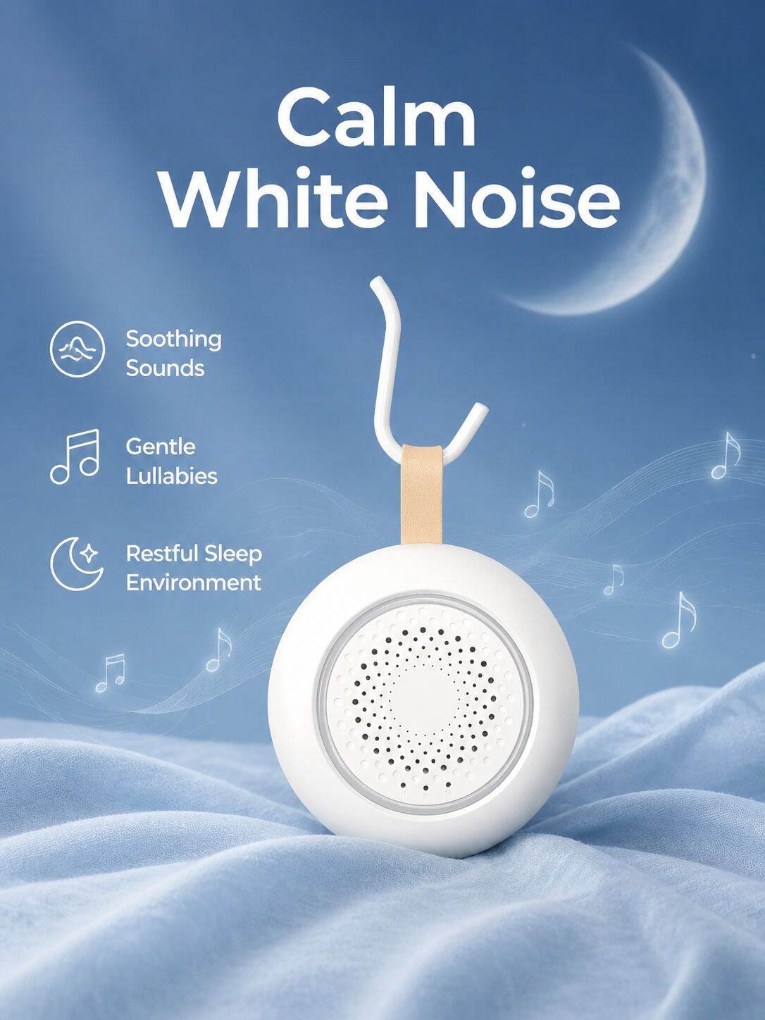 White Noise Sleep Machine Baby Music Soother Auto Sleep Monitor Night Light