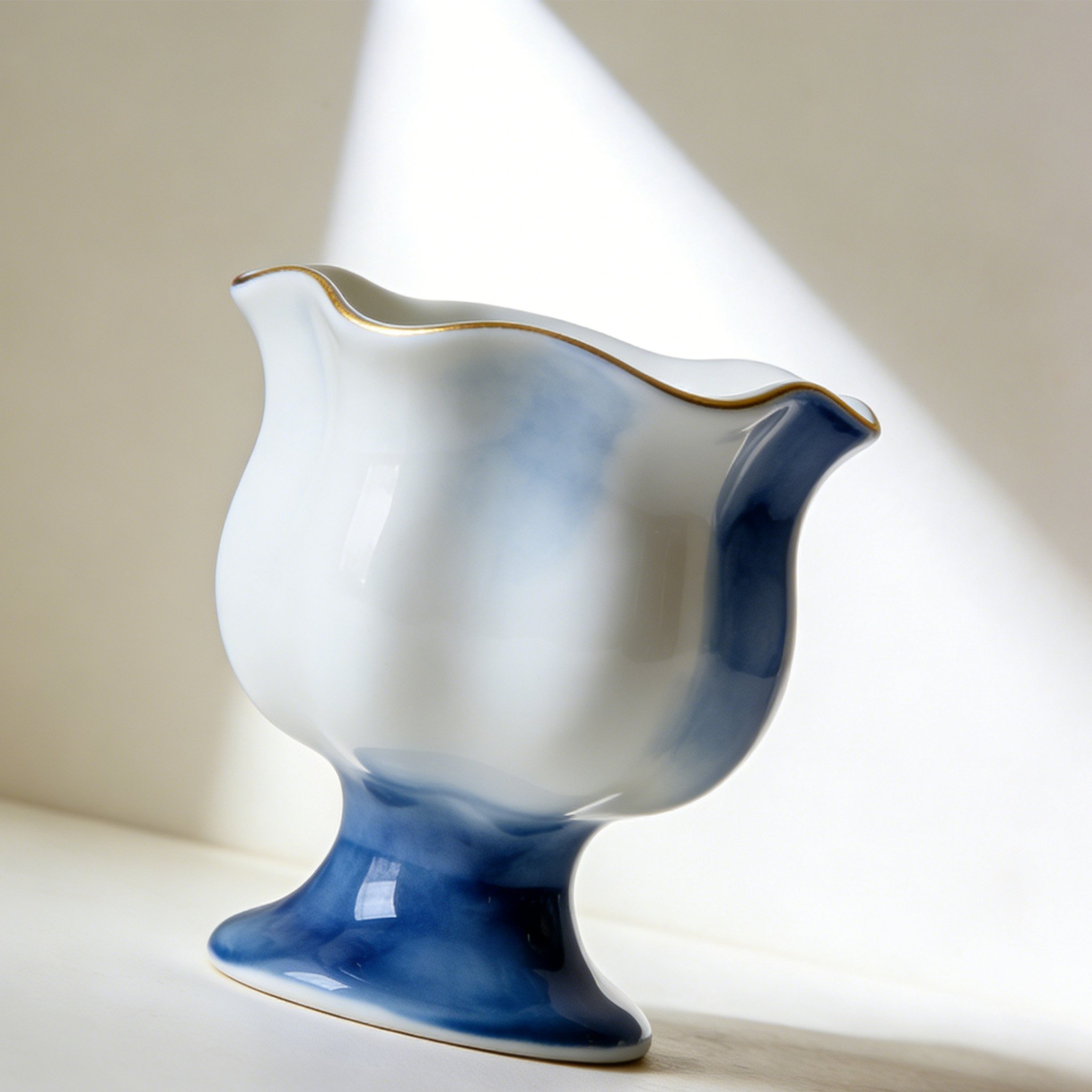 세련된 도자기 술잔 클로즈업