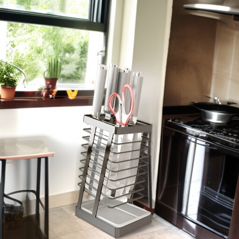 304ステンレススチール製キッチンナイフラックキッチンナイフラック収納ラック家庭用排水カウンタートップ野菜ナイフホルダー収納ラック