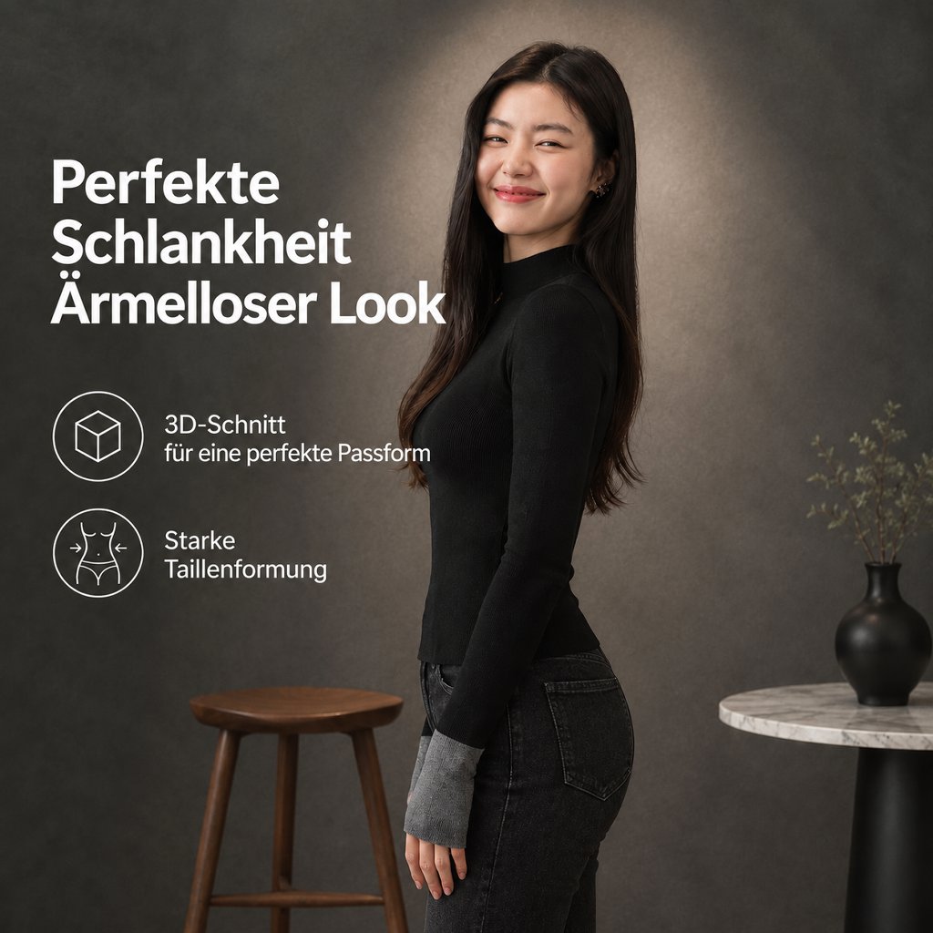 Damen Pullover mit Stehkragen und langen Ärmeln
