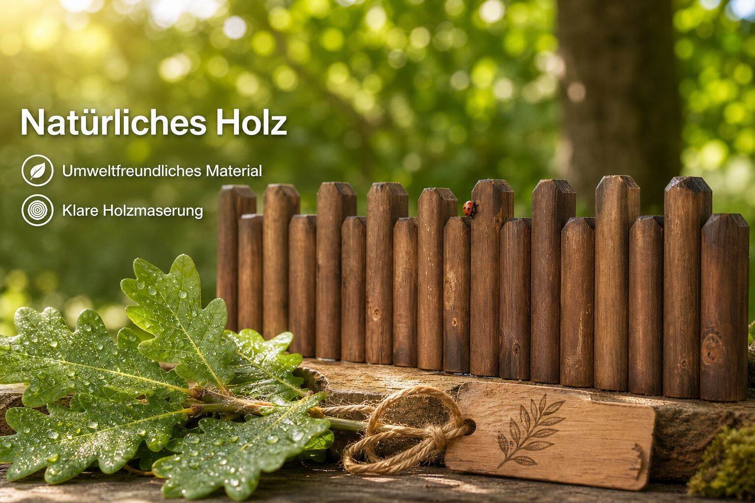 Holzlattenzaun für Garten, Rasen und Terrasse im Außenbereich