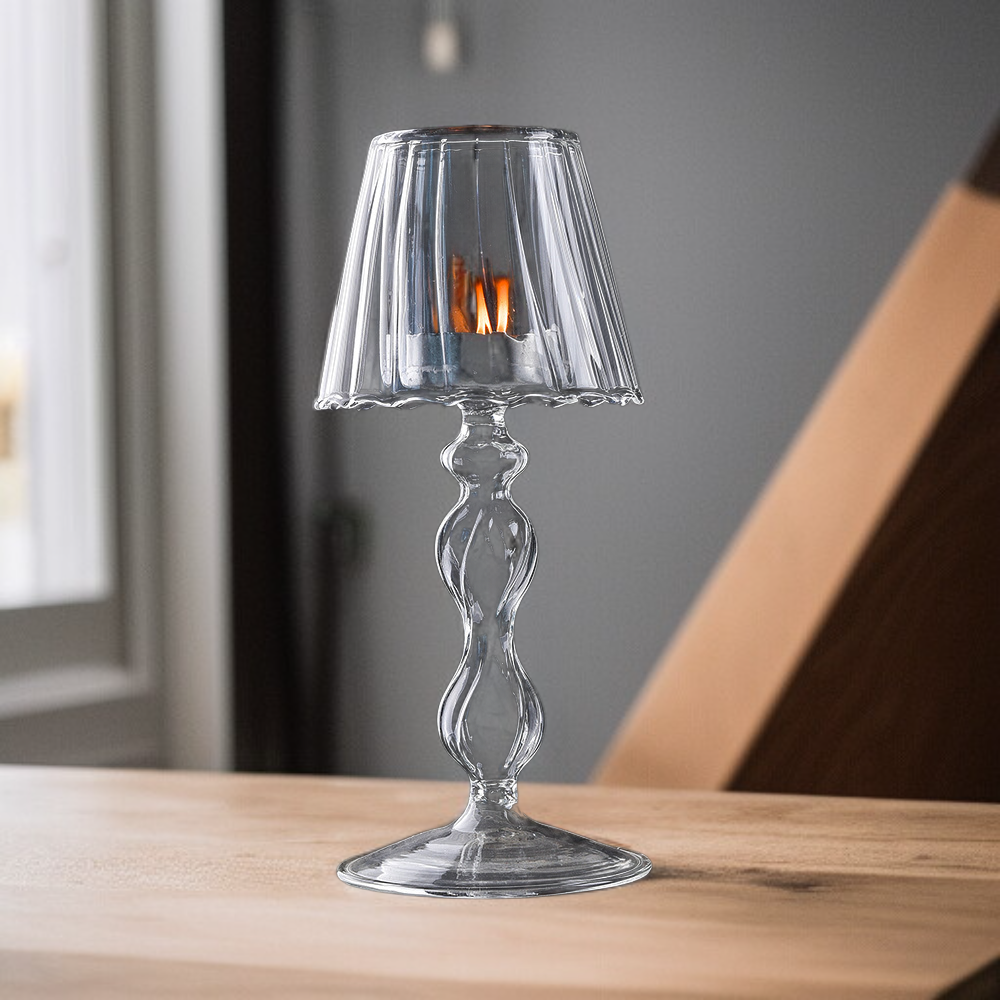 حامل شموع شفاف مناسب لإضاءة رومانسية