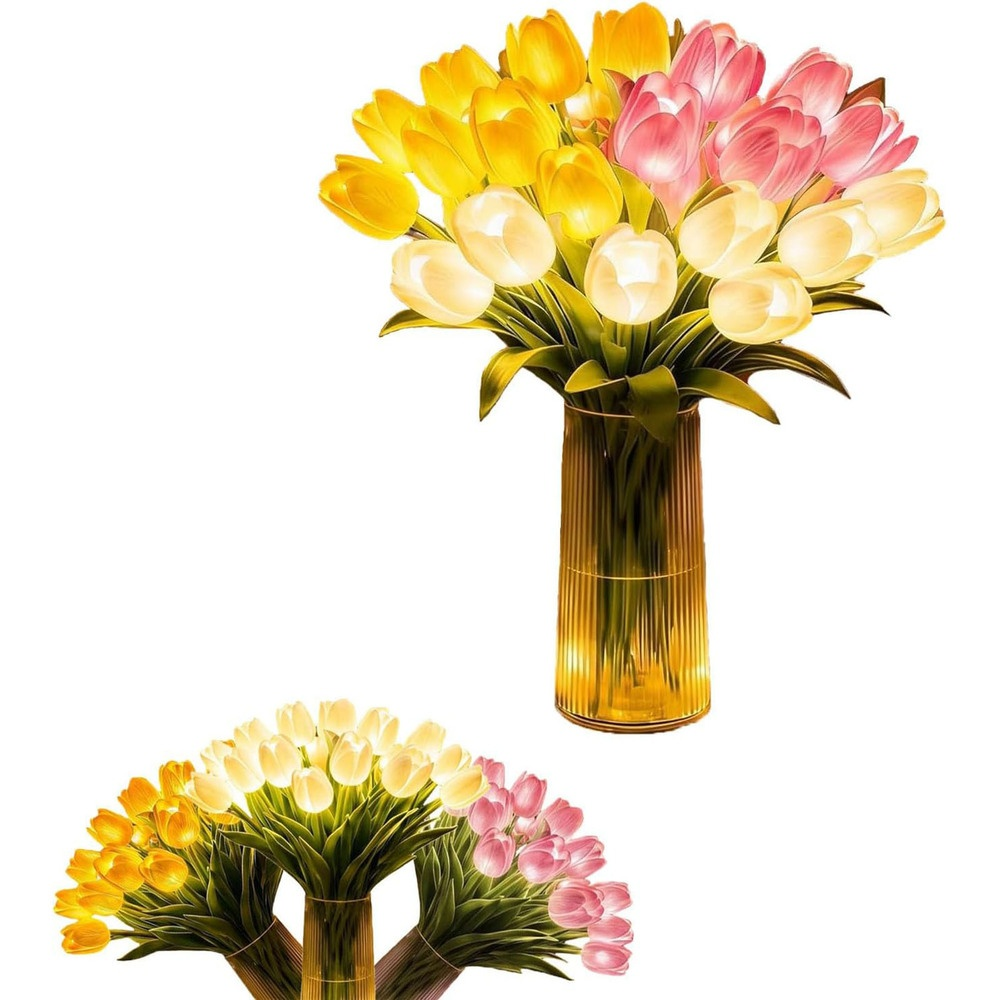 家庭用チューリップナイトライト、ミックスカラー発光ブーケ、撮影用デコレーション小道具