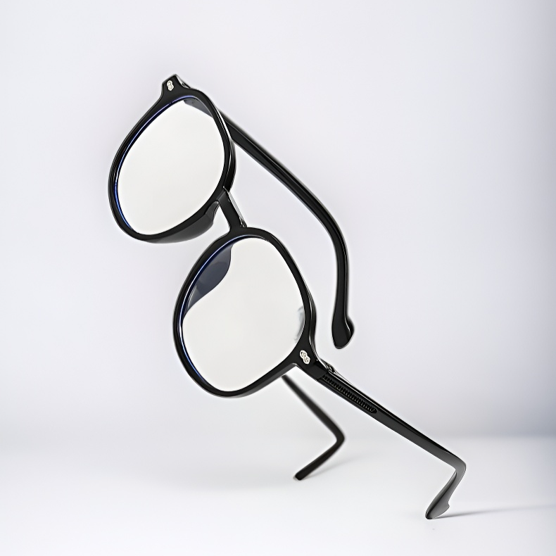 Zbliżenie na soczewki blokujące niebieskie światło