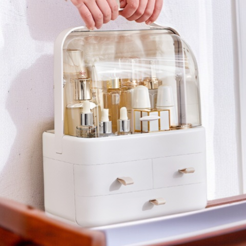 Large Capacity Dustproof Makeup Storage Rack Desktop Lipstick Skincare Organizer for Home
