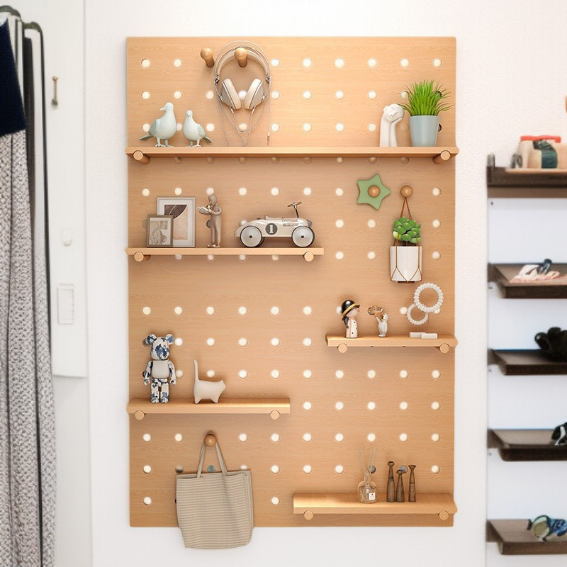 Solid Wood Entryway Wall-mounted Storage Display Rack