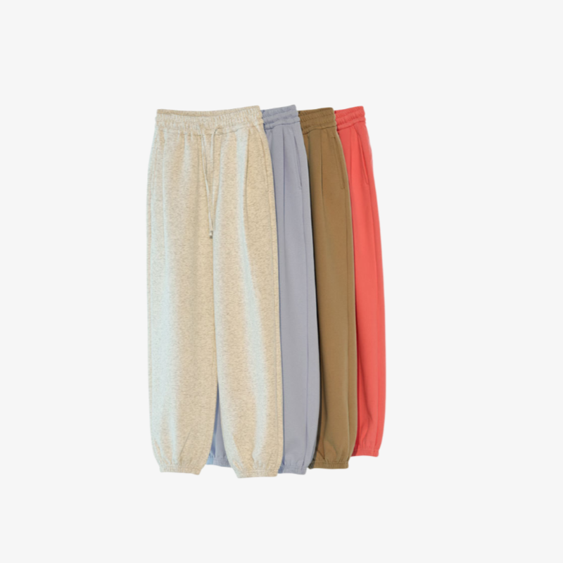 여성 그레이 와이드 빅사이즈 트레이닝 팬츠 세트