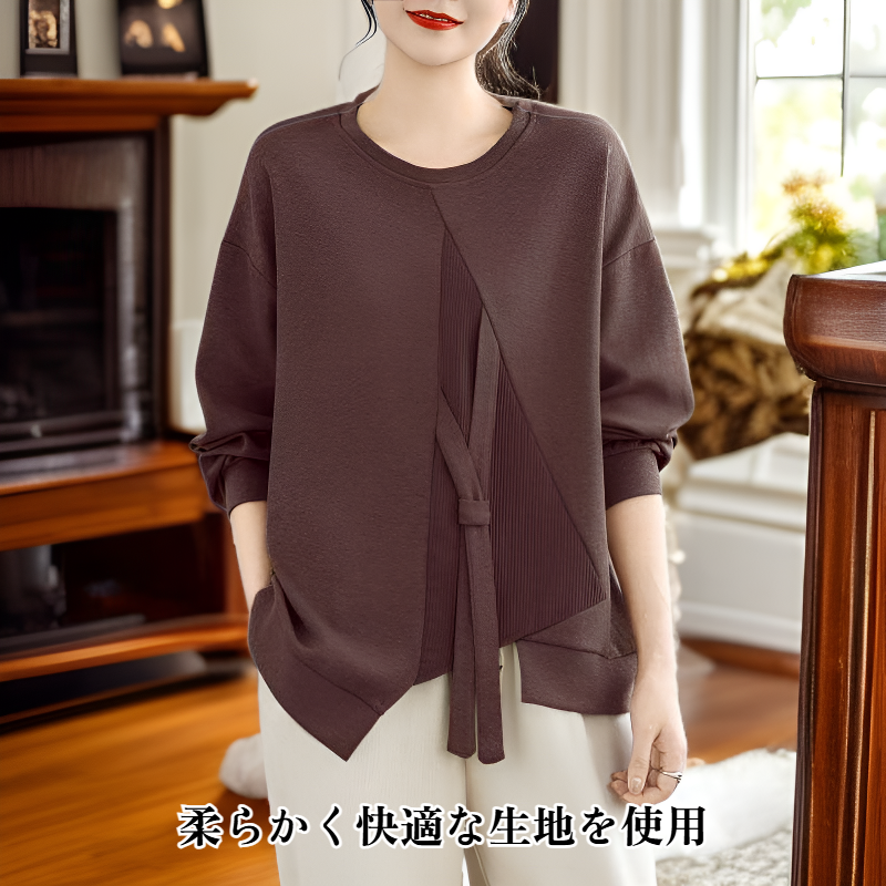 韓国風ゆったり大きいサイズ切り替えスウェット 春新作 レディース