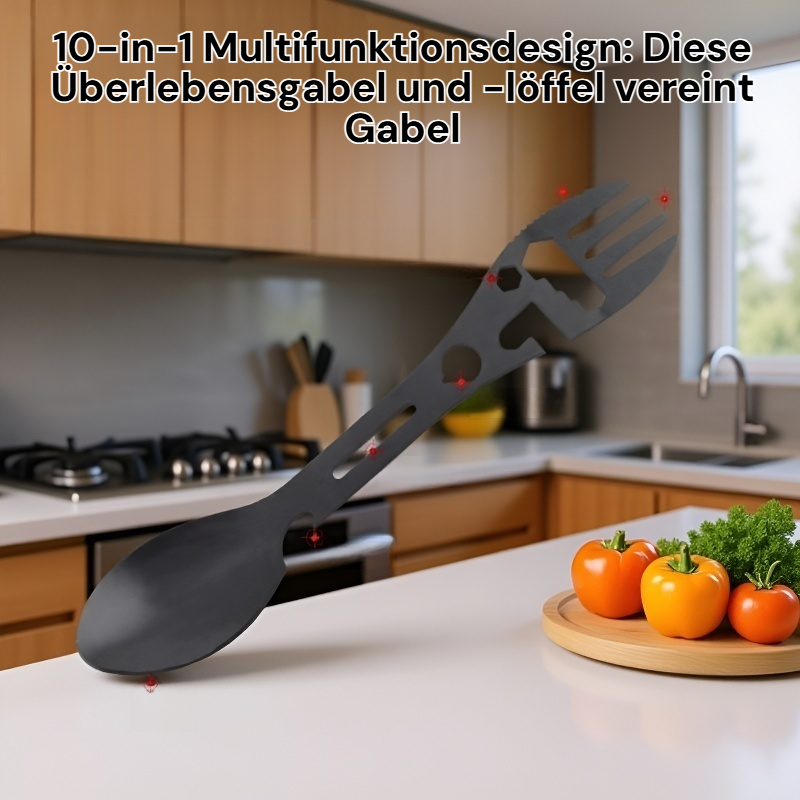 Überlebensgabel und -löffel 10-in-1 Multifunktions-Flaschenöffner für Outdoor-Camping