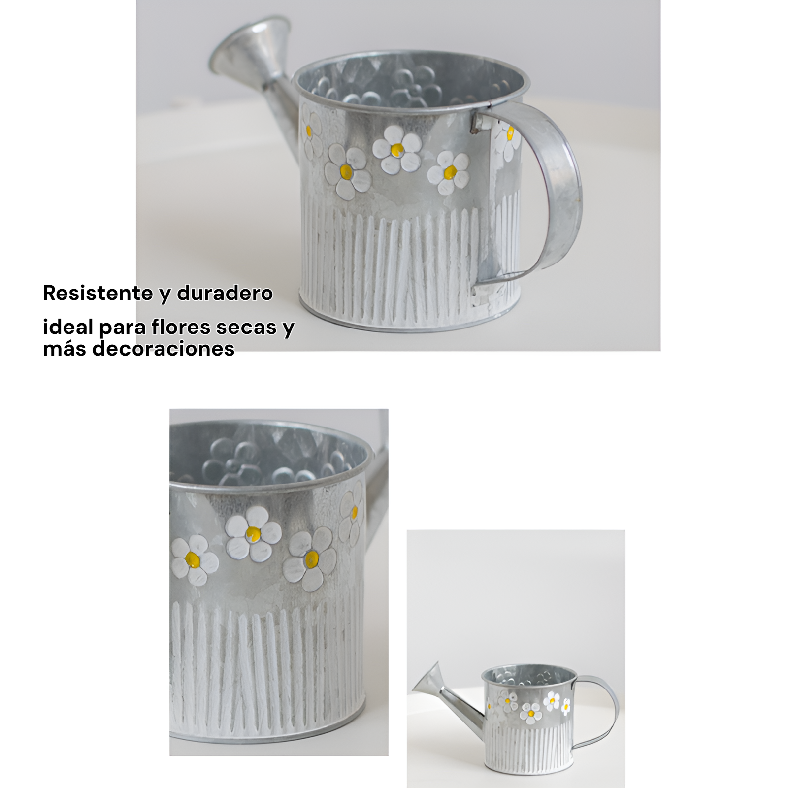 Maceta de hierro vintage, cubo de metal para flores secas