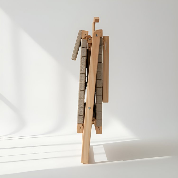 リクライニング機能を示す折りたたみチェア