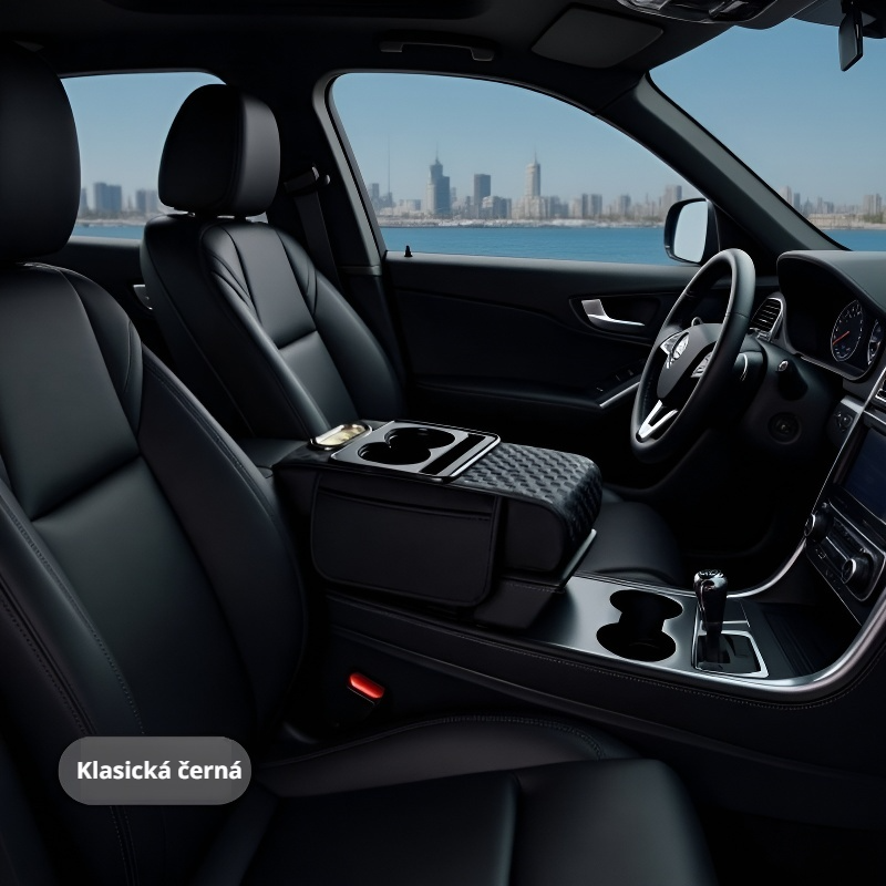 Čeština: 4v1 auto organizér – opěrka, zvyšovací podložka, zásobník na kapesníčky, držák na kelímky