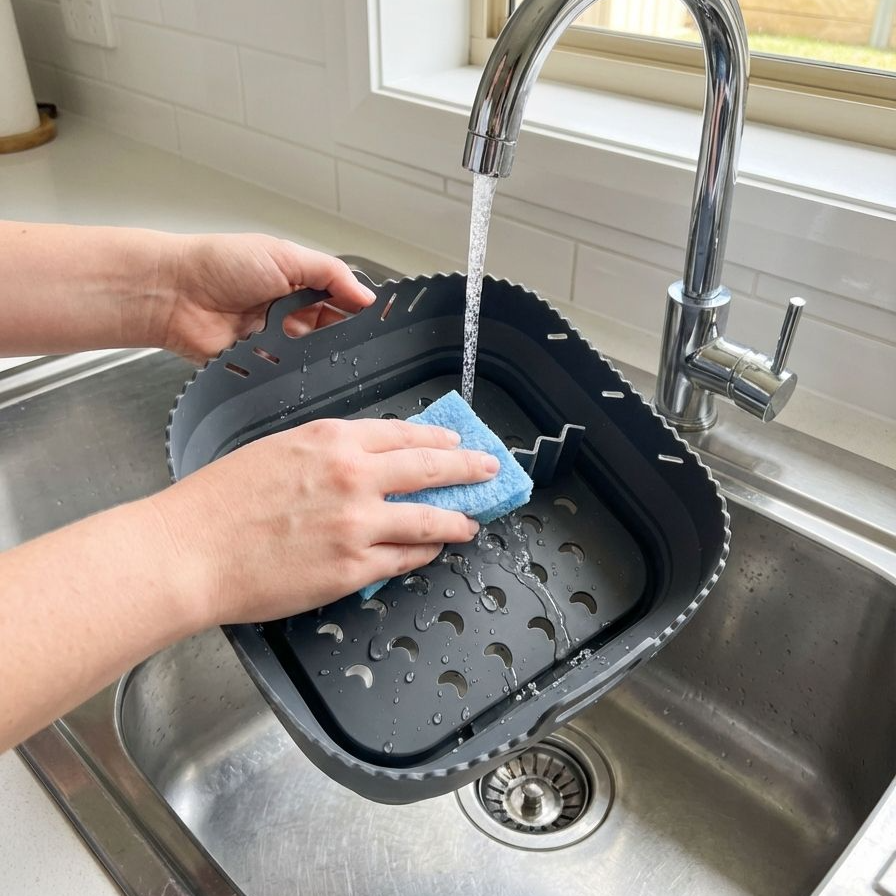 Quadratische, faltbare Silikon-Frischhaltematte für Heißluftfritteusen