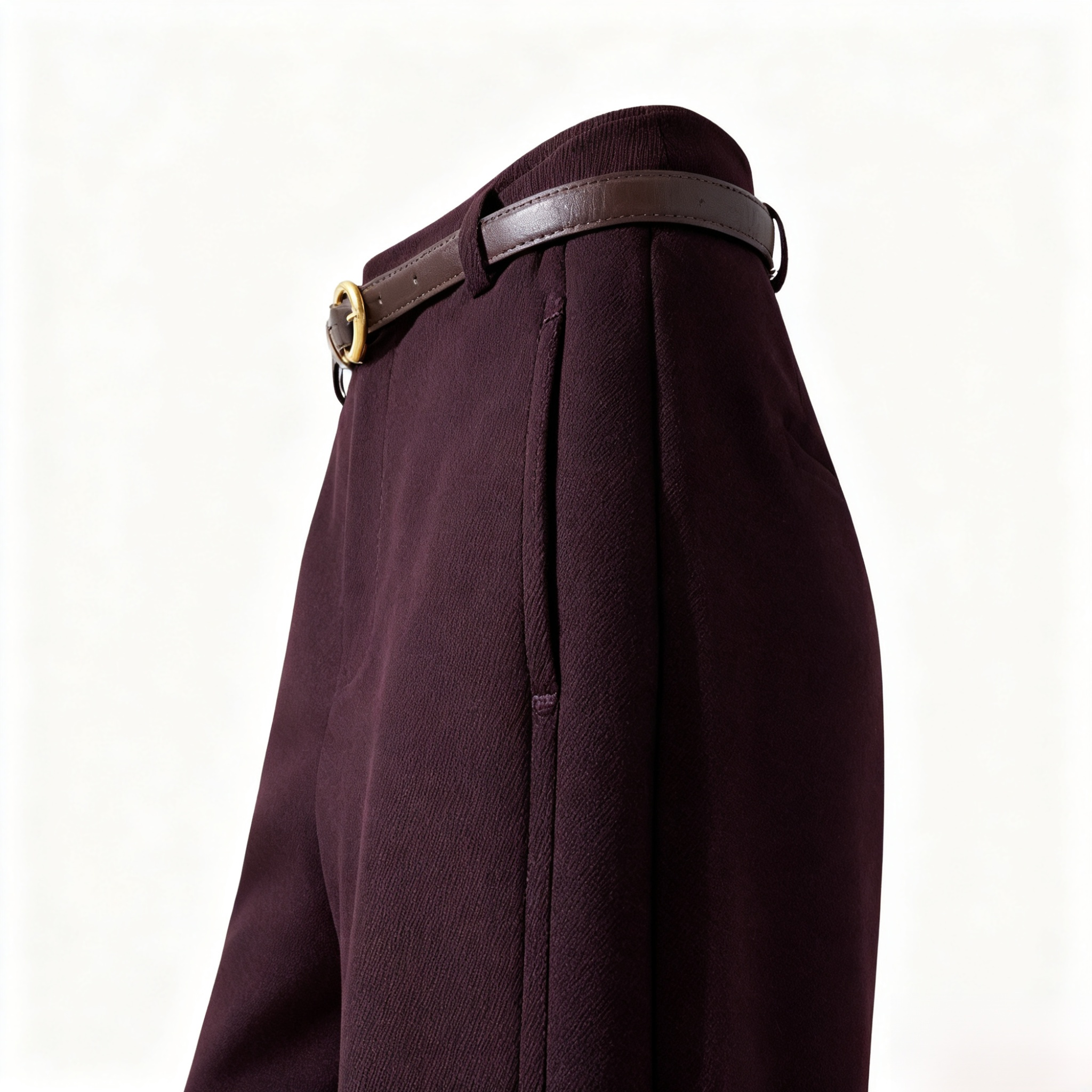 秋冬用レディースハイウエストウールショートパンツ