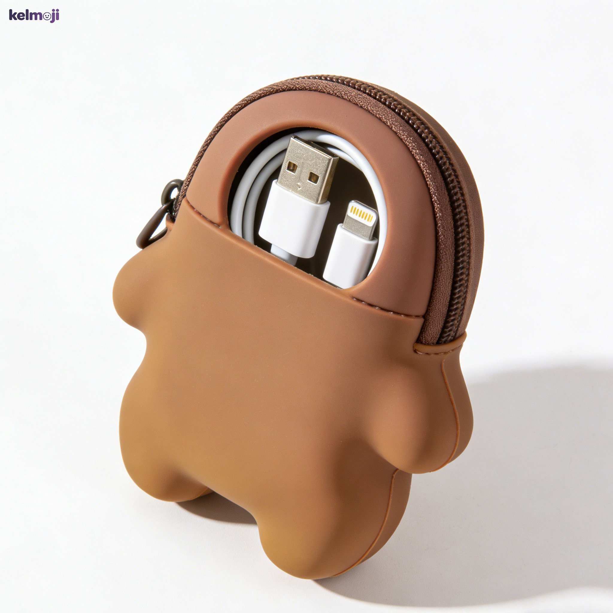 Set of 5 data cable storage pouches neatly arranged