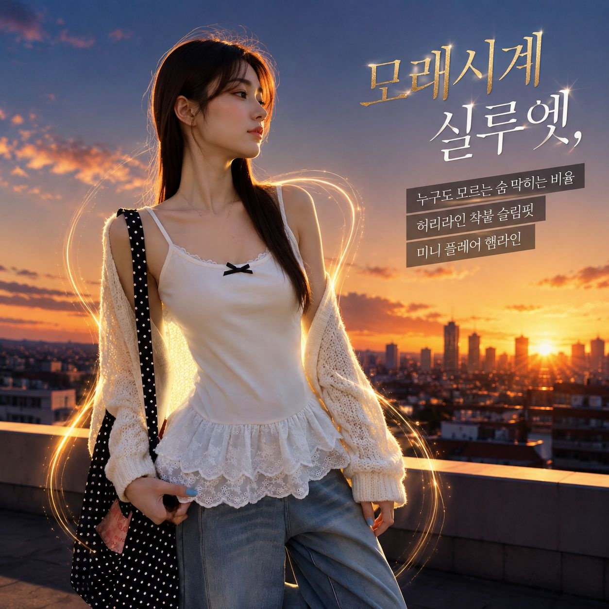 봄 레이스 트림 헴 리본 조끼, 소녀감성 트렌디 이너 탑