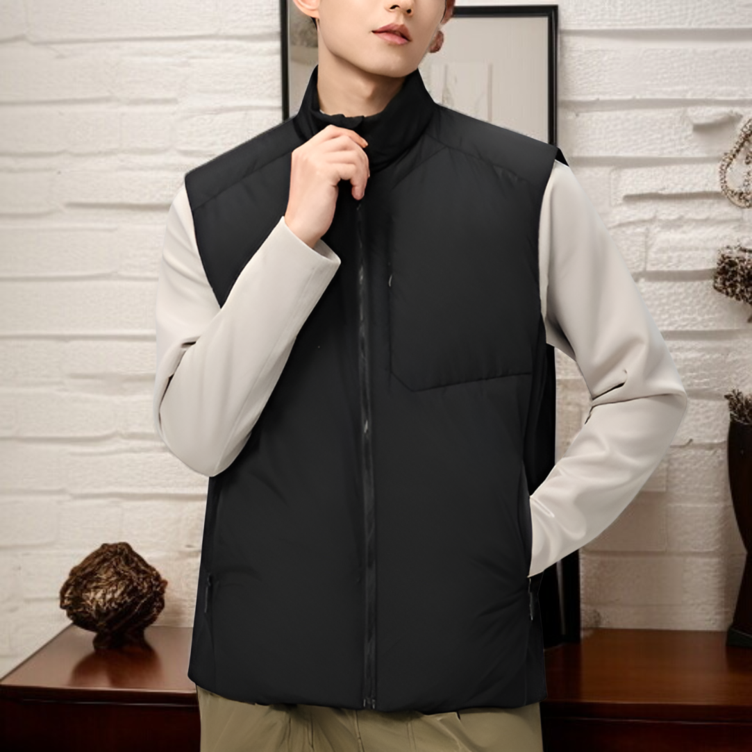 Men's stand-up collar down vest, thickened down vest, windproof, waterproof, warm, anti-static treat