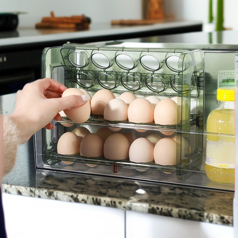 กล่องเก็บไข่ติดประตูตู้เย็น ชั้นวางไข่ในตู้เย็น กล่องใส่ไข่ PET นวัตกรรมใหม่