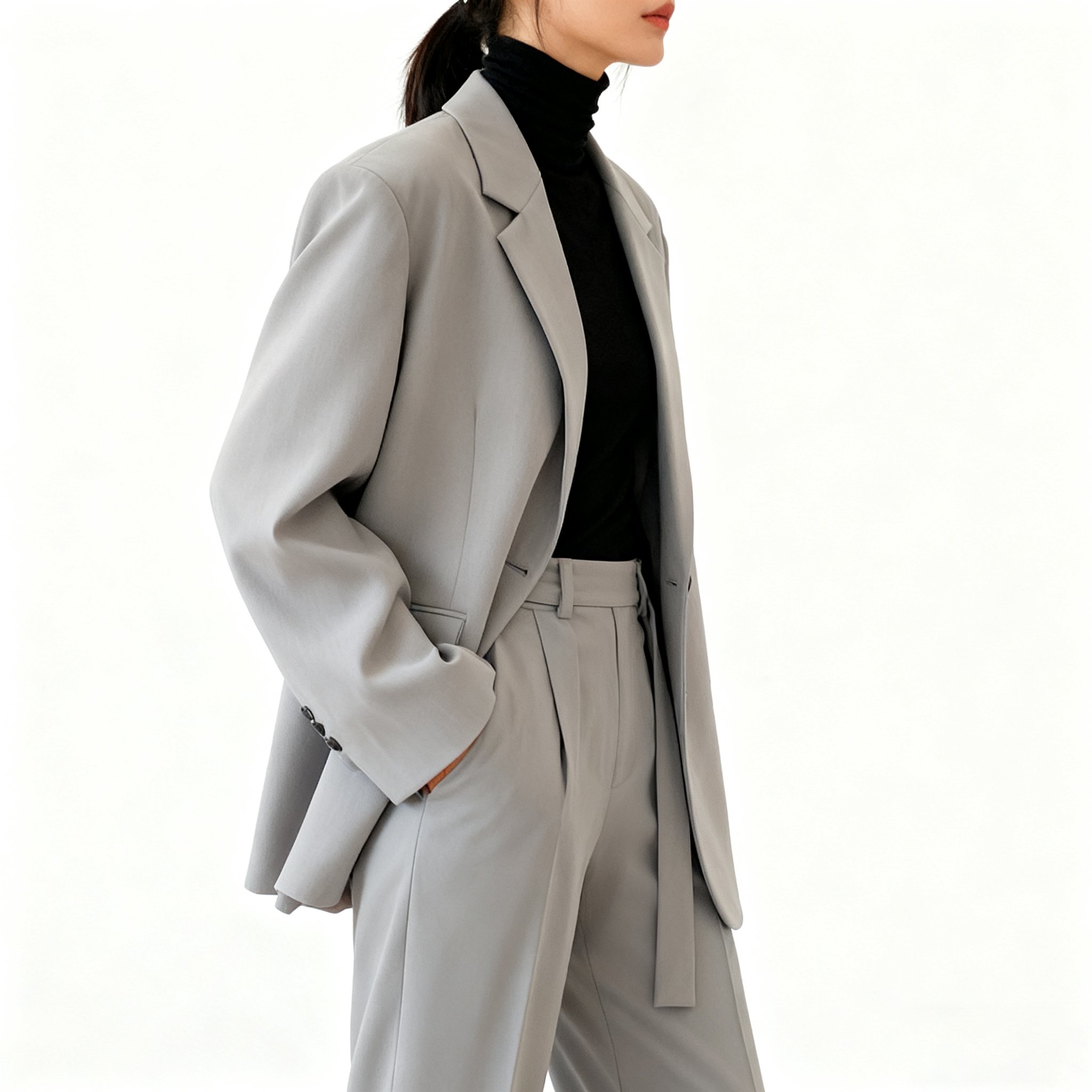 밝은 회색 정장 재킷