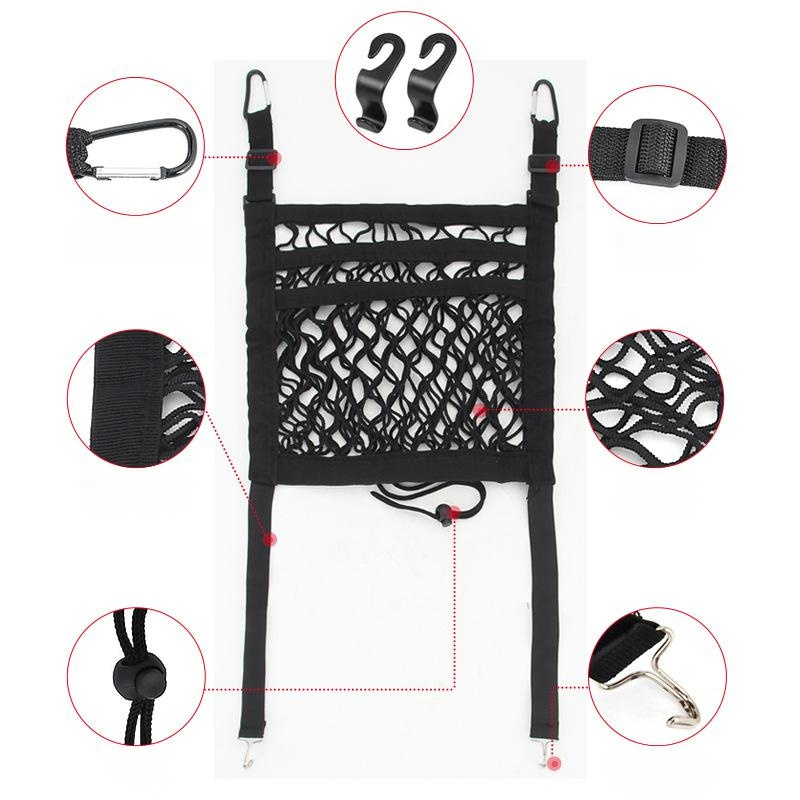 Car seat storage elastic mesh bag