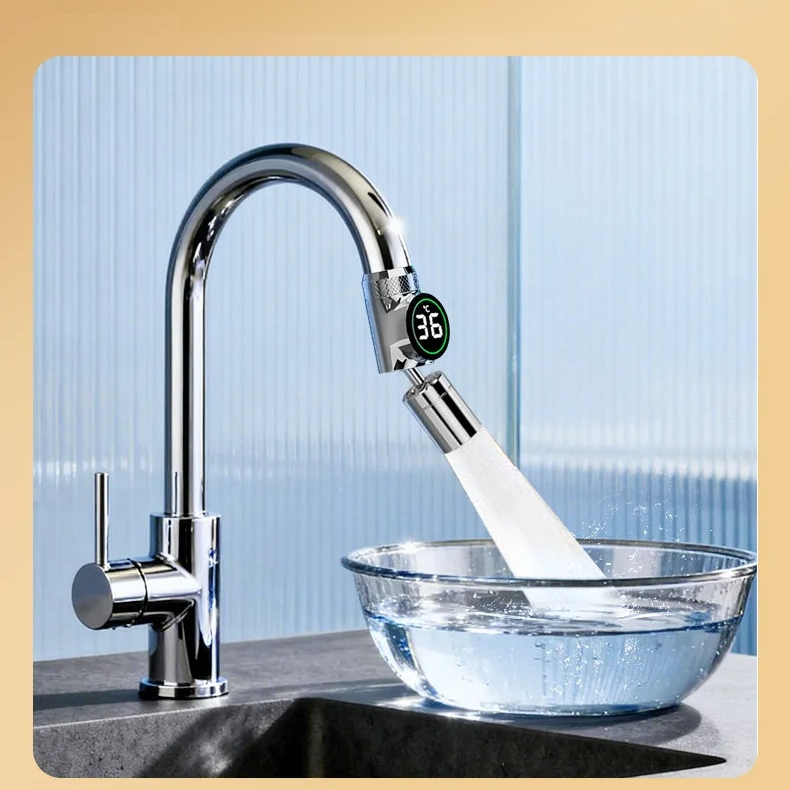 キッチン蛇口ノズル延長器・温度感知・防水飛散マジック