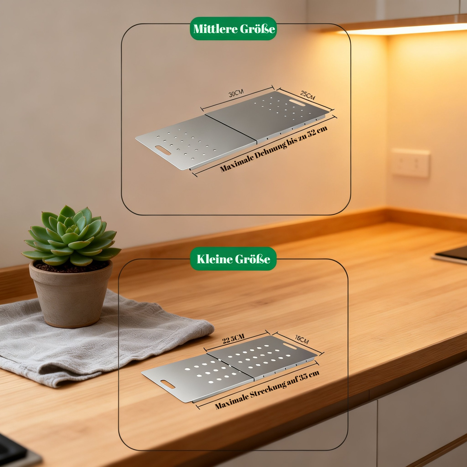 Edelstahl Spülbecken Zubehör mit Schneidebrett und Ablage