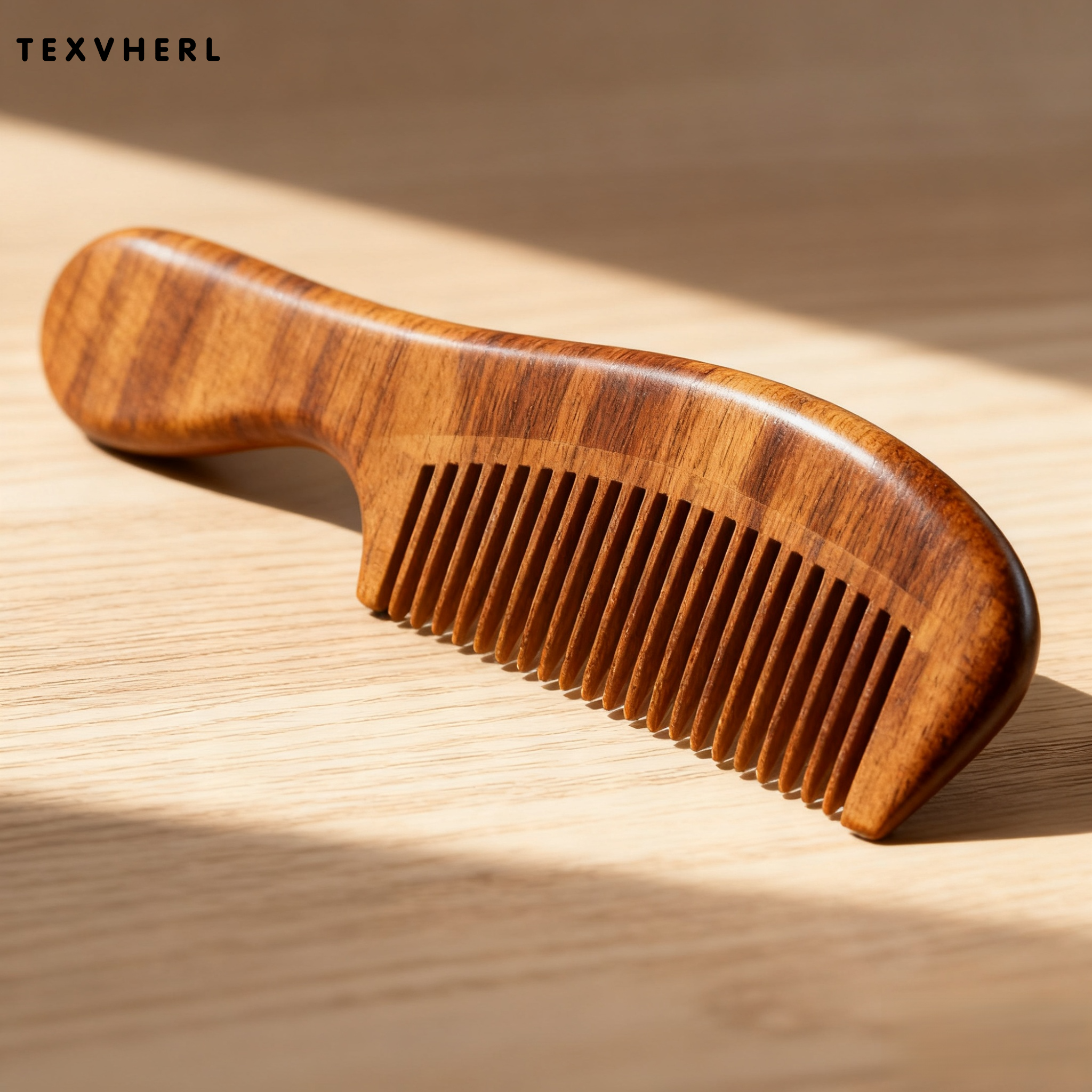 หวีไม้พีช หวีไม้ทั้งชิ้น หวีไม้ธรรมชาติ (3 ชิ้น)