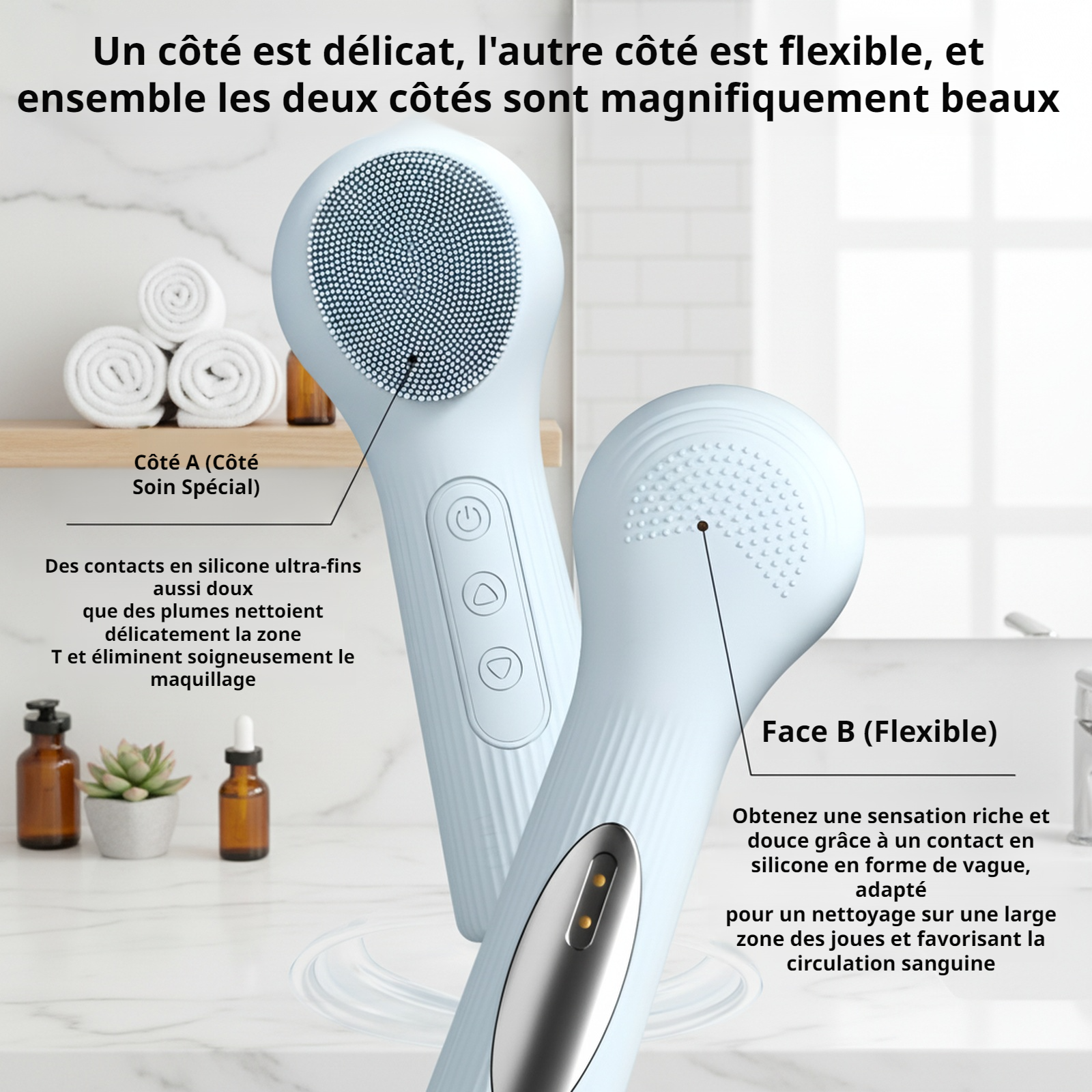 Appareil de nettoyage visage à vibration sonique chauffante