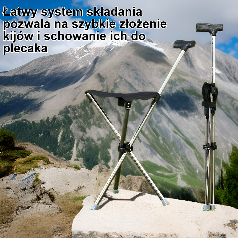 Przenośne kije trekkingowe składane na szlaku górskim