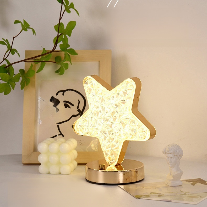 별빛 달 모양 크리스탈 테이블 램프