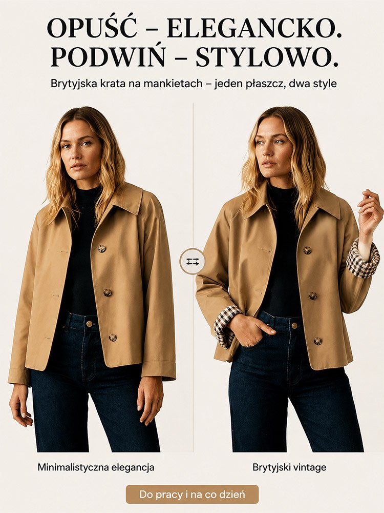 Modny, uniwersalny, wodoodporny i odporny na zagniecenia płaszcz