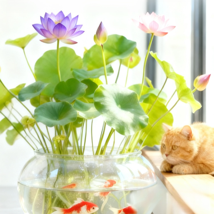 Water lily in a pot