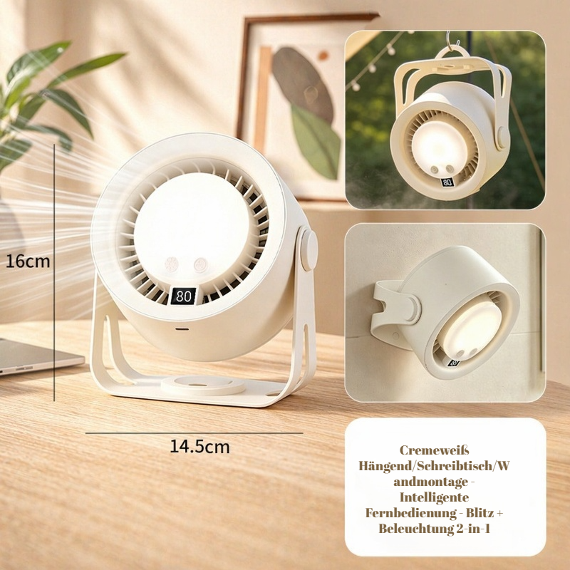 Intelligenter Fernbedienungs-Beleuchtungsventilator 2-in-1 Tischventilator