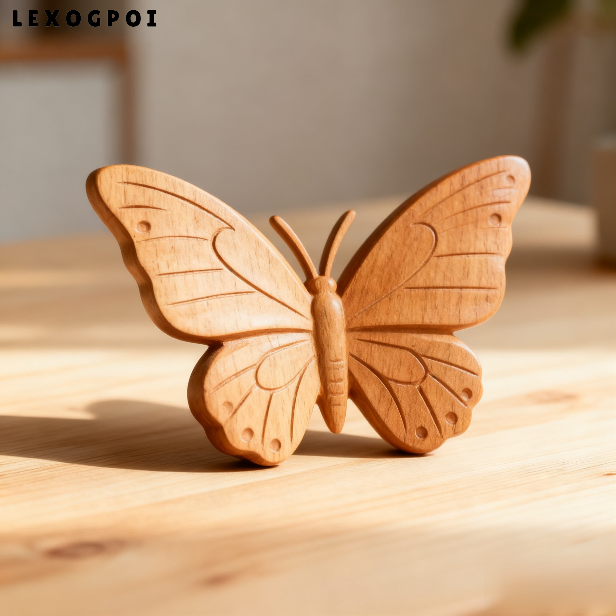 견고한 나무 나비 장식 장식품 (5개)