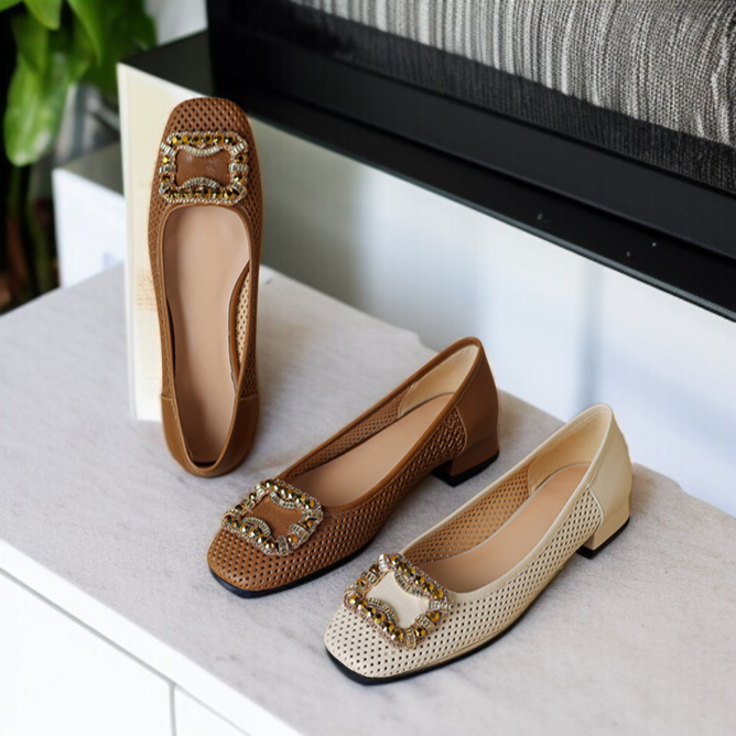 스퀘어힐 여성 펌프스 큐빅 오믈렛 스퀘어힐