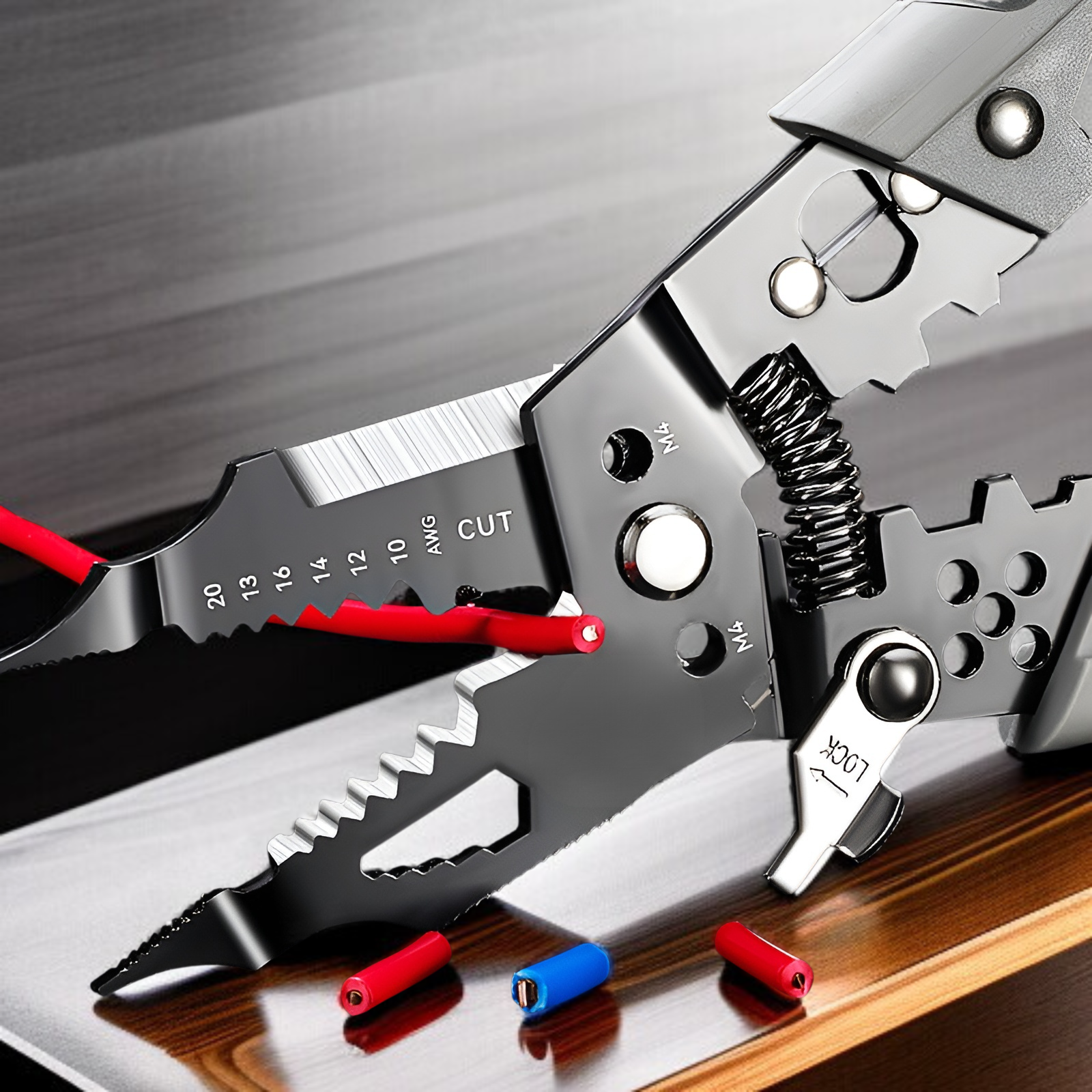 ワイヤーストリッピングペンチ、電気技師用特殊多機能ペンチ、配線ペンチ、ワイヤーストリッピングペンチ、ワイヤーの圧着、ワイヤーの巻き取り、ワイヤーの切断、分割