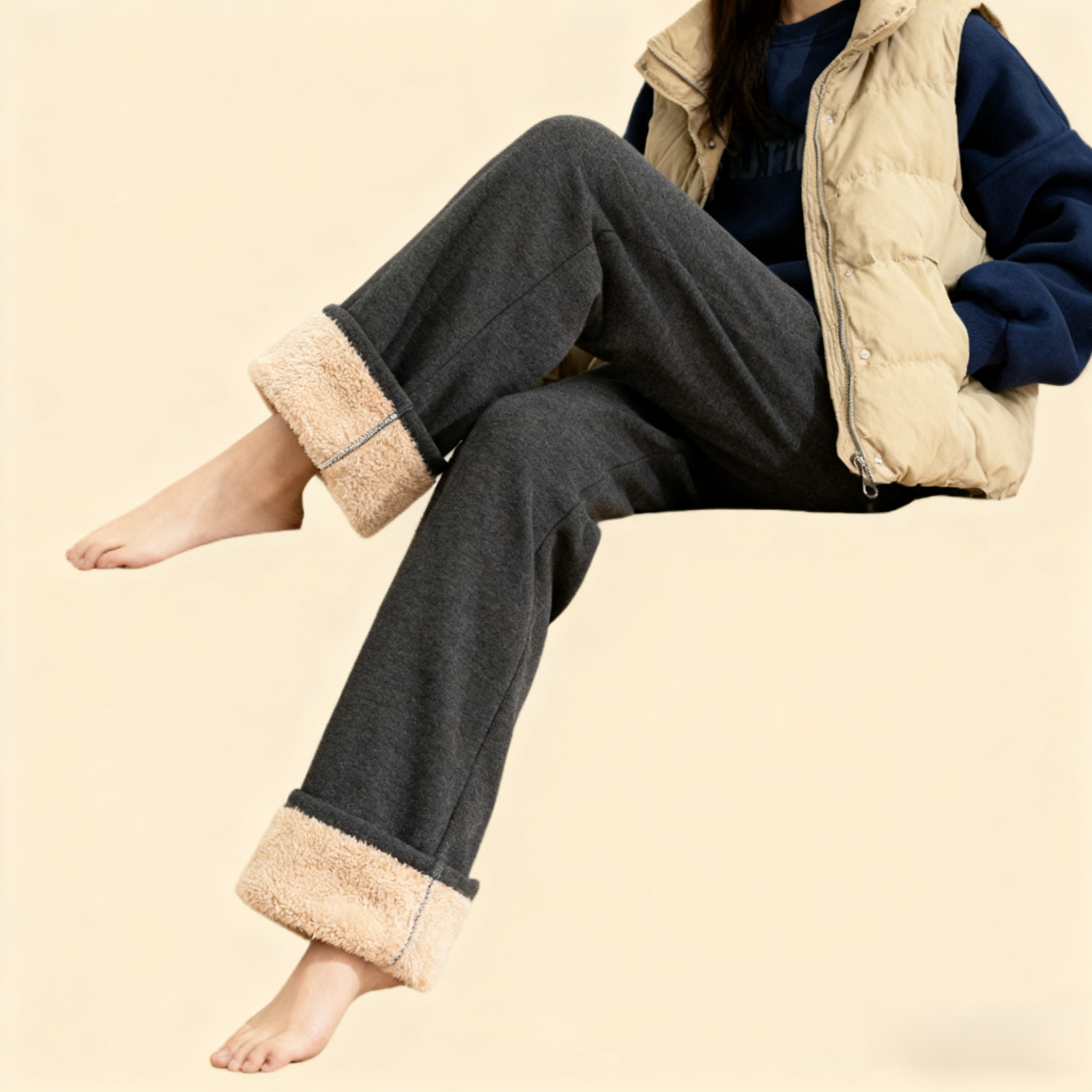 裏起毛ロングコットンパンツ
