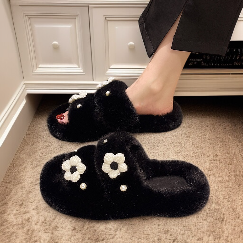  รองเท้าแตะขนเฟอร์สุดนุ่มสไตล์เกาหลี เหมาะสำหรับใส่ในบ้านและฤดูหนาว