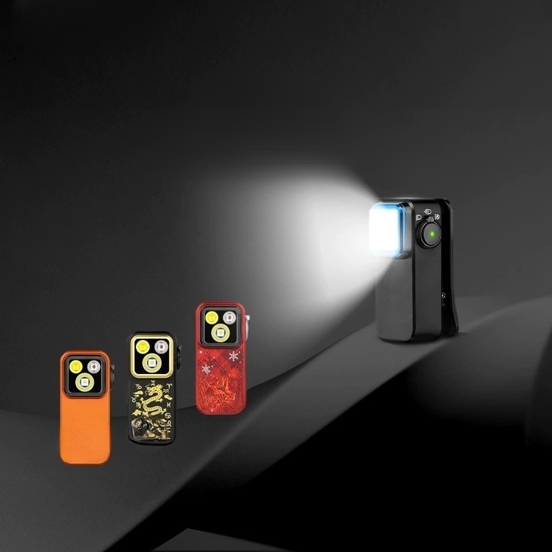 Linterna LED con reflector, foco y luz roja, linterna recargable USB-C de 500 lúmenes, luz de clip I