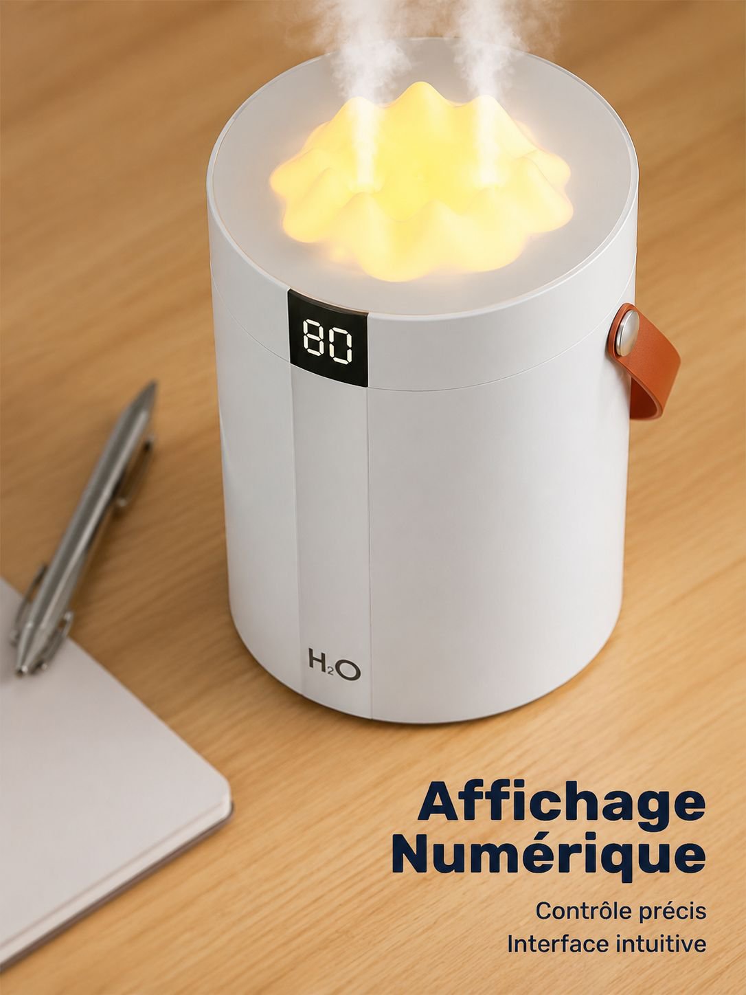Humidificateur à double buse avec affichage numérique et grande capacité