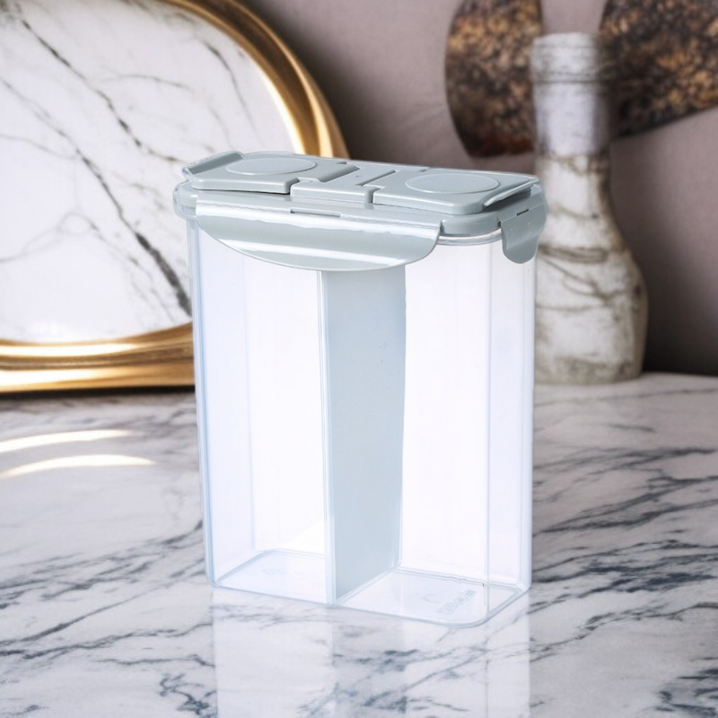 Set of clear airtight food storage containers for kitchen use