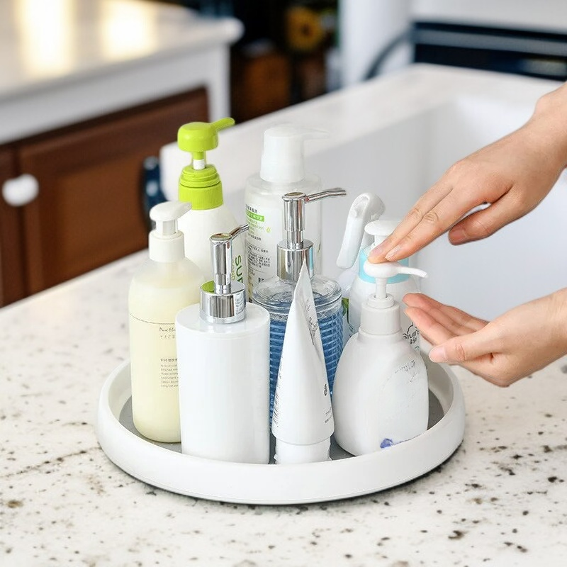 رف توابل مزدوج الطبقة للمطبخ، منظم تخزين عملي للتوابل والمكياج