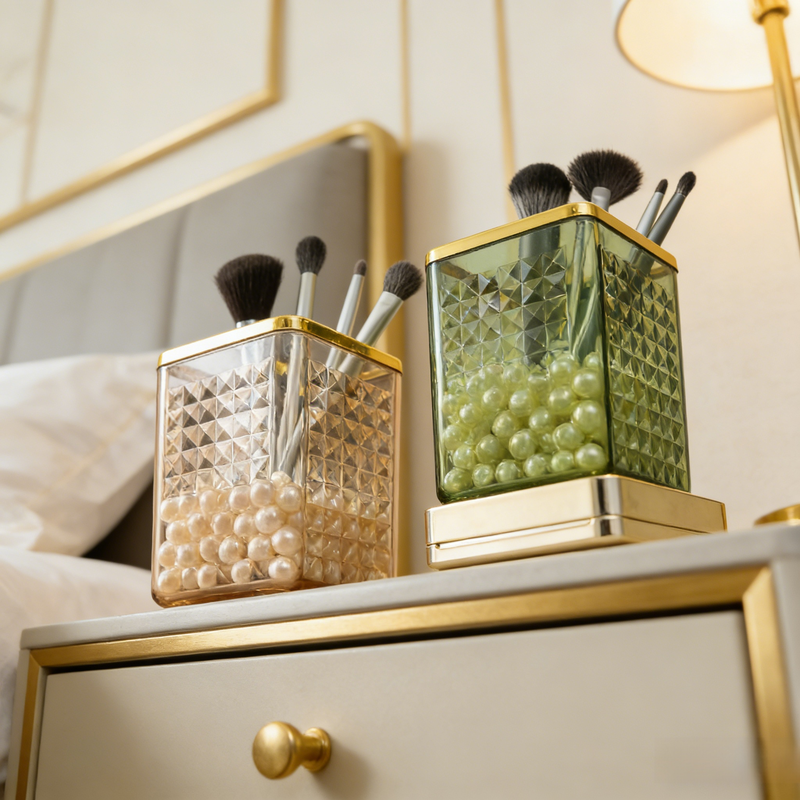 透明化妝刷收納盒梳妝台輕奢口紅眉筆筒