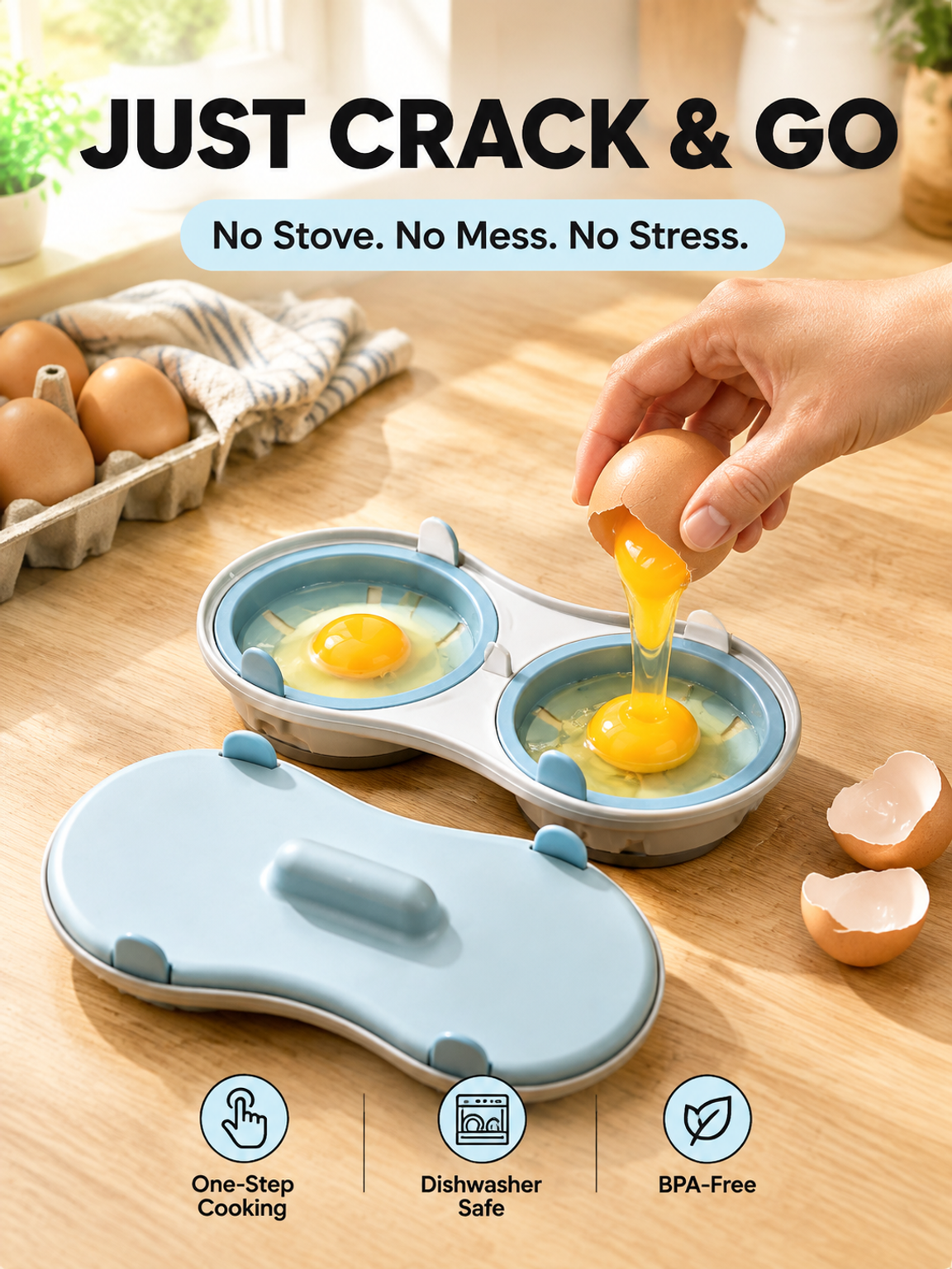 Fitness Egg White Microwave Cooker, Easy Steaming Low-Fat Kitchen Tool