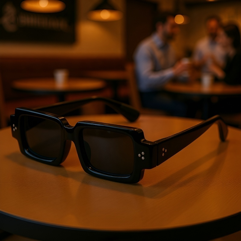 メンズ・サングラス スクエアリベットサンスクリーンサングラス 長方形サングラス